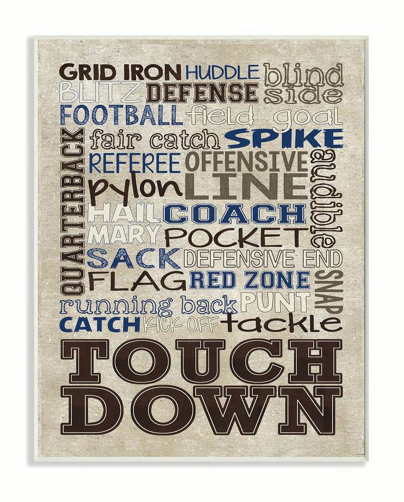 The Kids Room by Stupell Brown and Navy Football Typog Wall Plaqueby Erica Billups