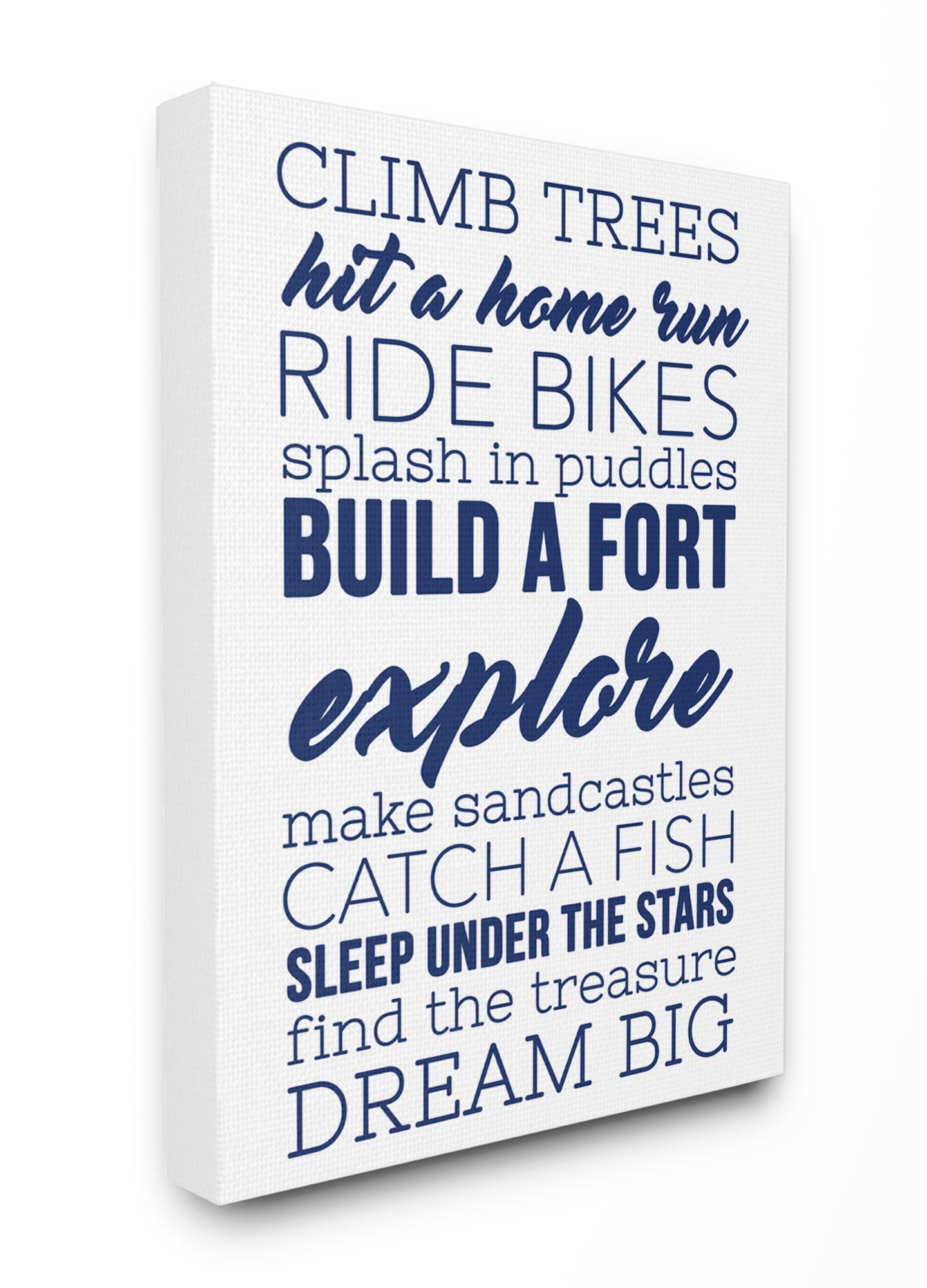 The Kids Room by Stupell Climb Trees Dream Big Navy with White Canvas Wall Art by Daphne Poselli