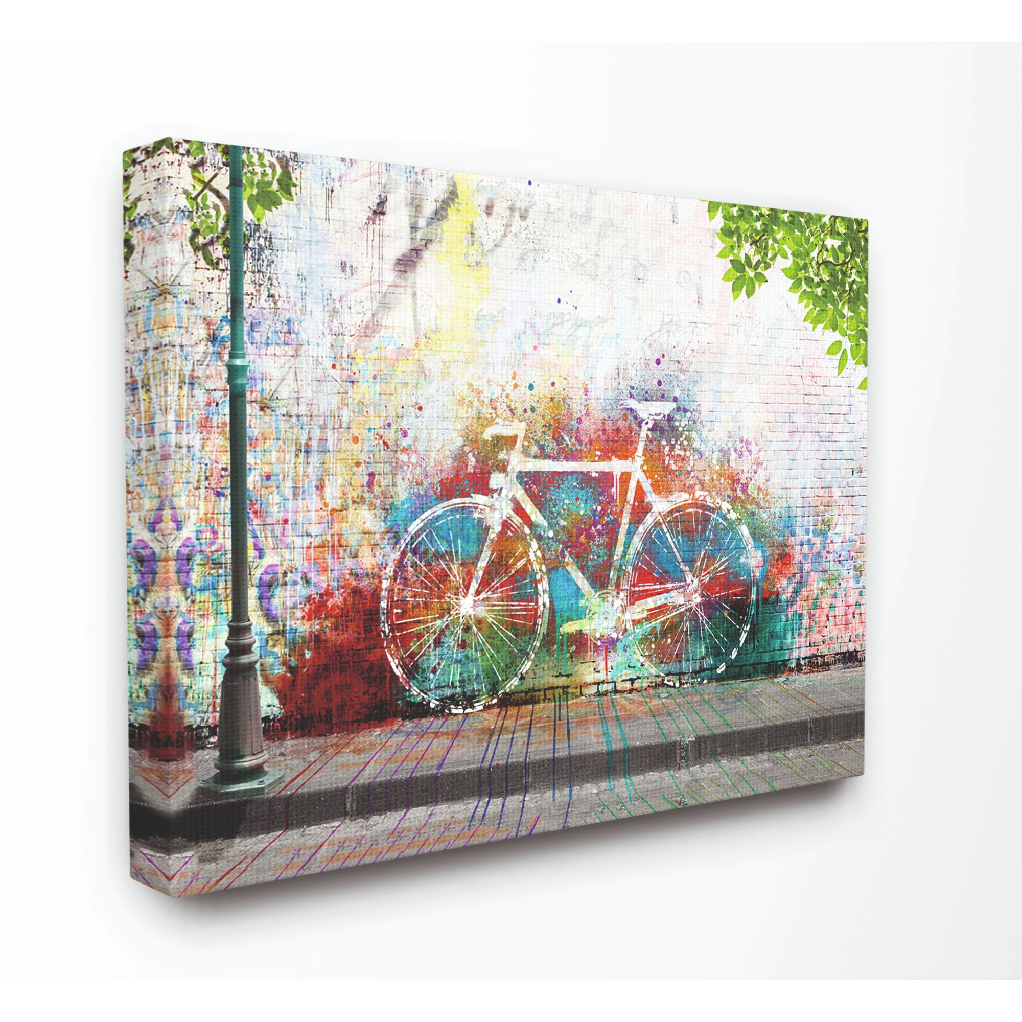 The Kids Room by Stupell Colorful Bicycle Rainbow Sidewalk Modern Painting Canvas Wall Art by Young and Proven
