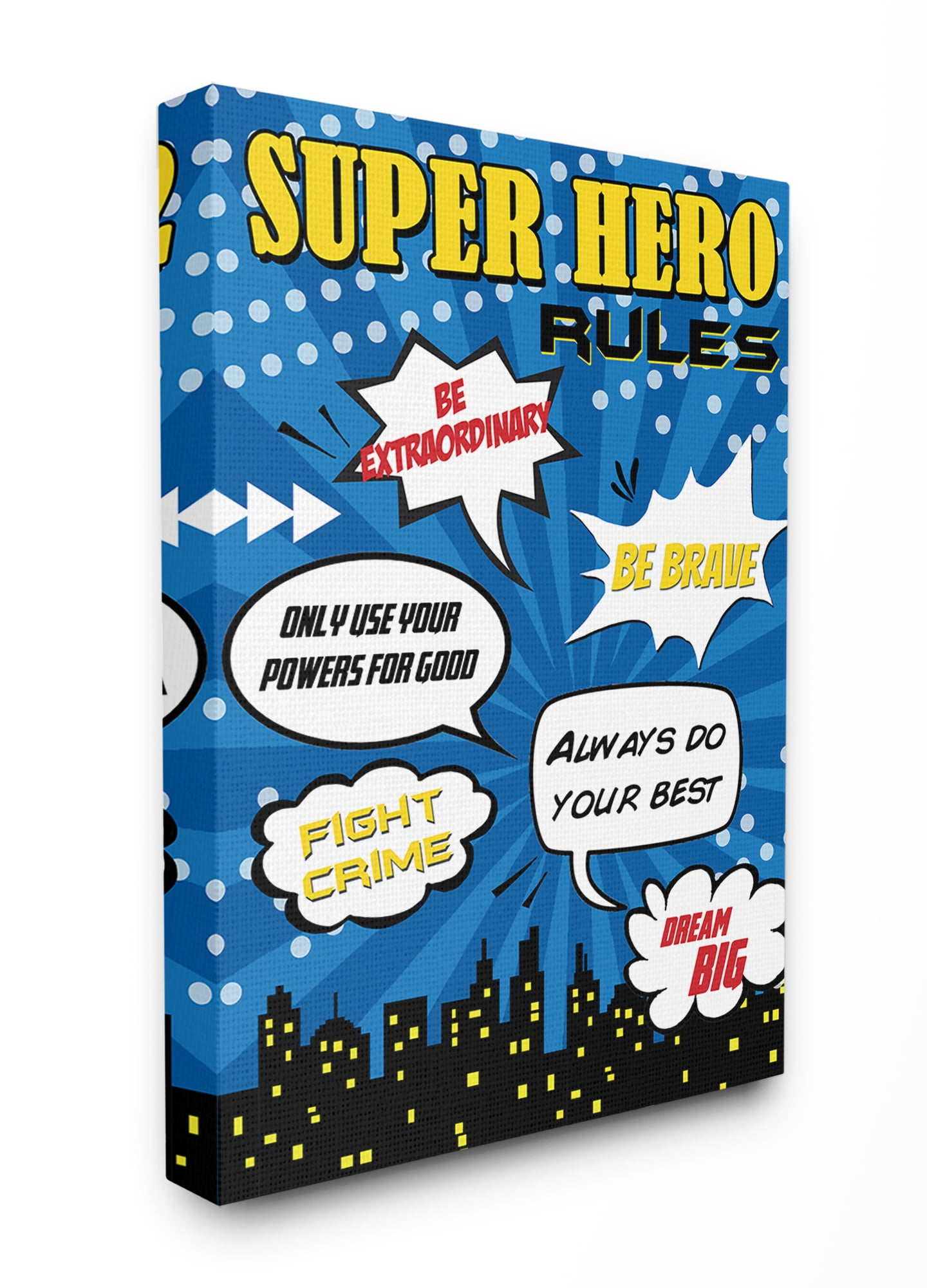 The Kids Room by Stupell Comic Book Bubble Super Hero Rules Stretched Canvas Wall Art, 30 x 1.5 x 40