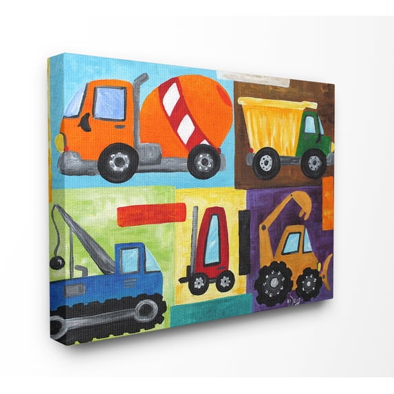 The Kids Room by Stupell Construction Trucks Set XXL Stretched Canvas Wall Art, 30 x 1.5 x 40