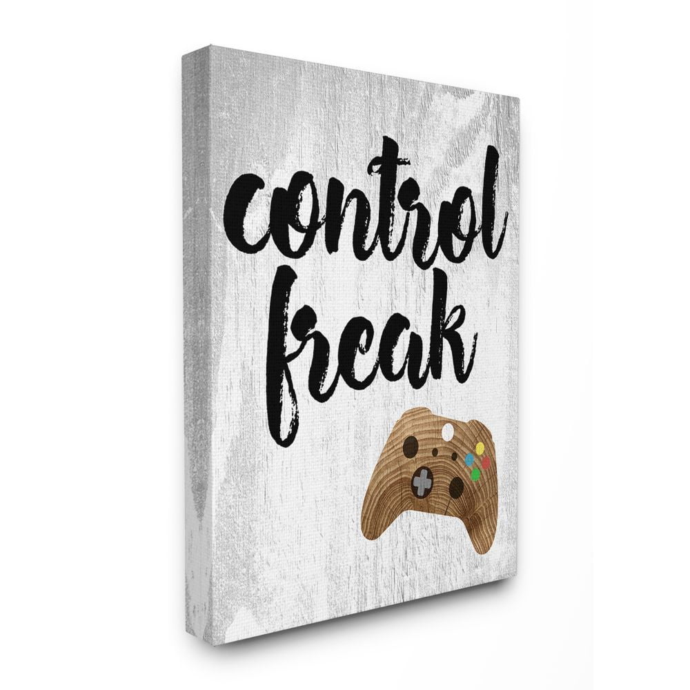 The Kids Room by Stupell Control Freak Wood Texture Sign with Video Game Controller Canvas Wall Art