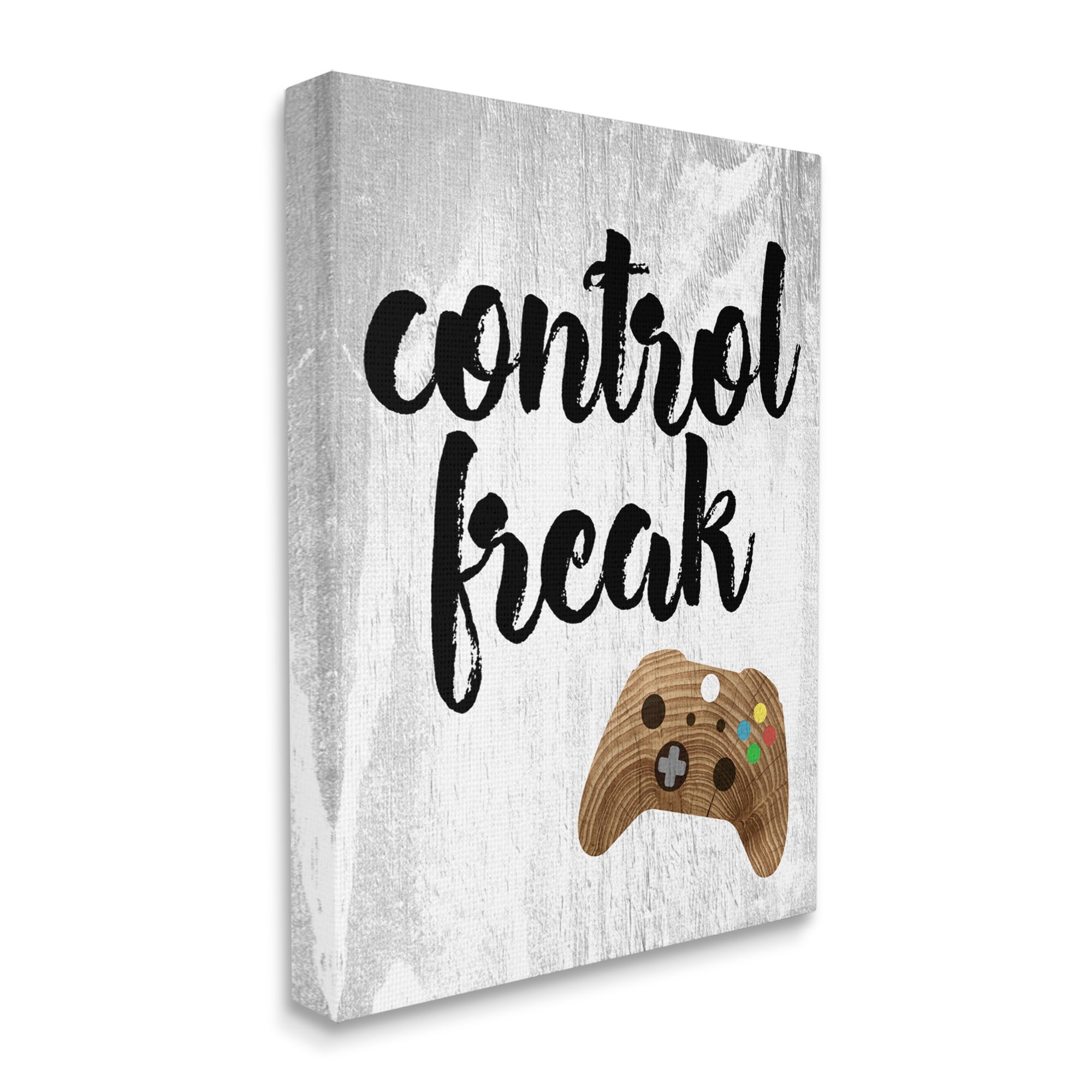 The Kids Room by Stupell Control Freak Wood Texture Sign with Video Game Controller Super Canvas Wall Art