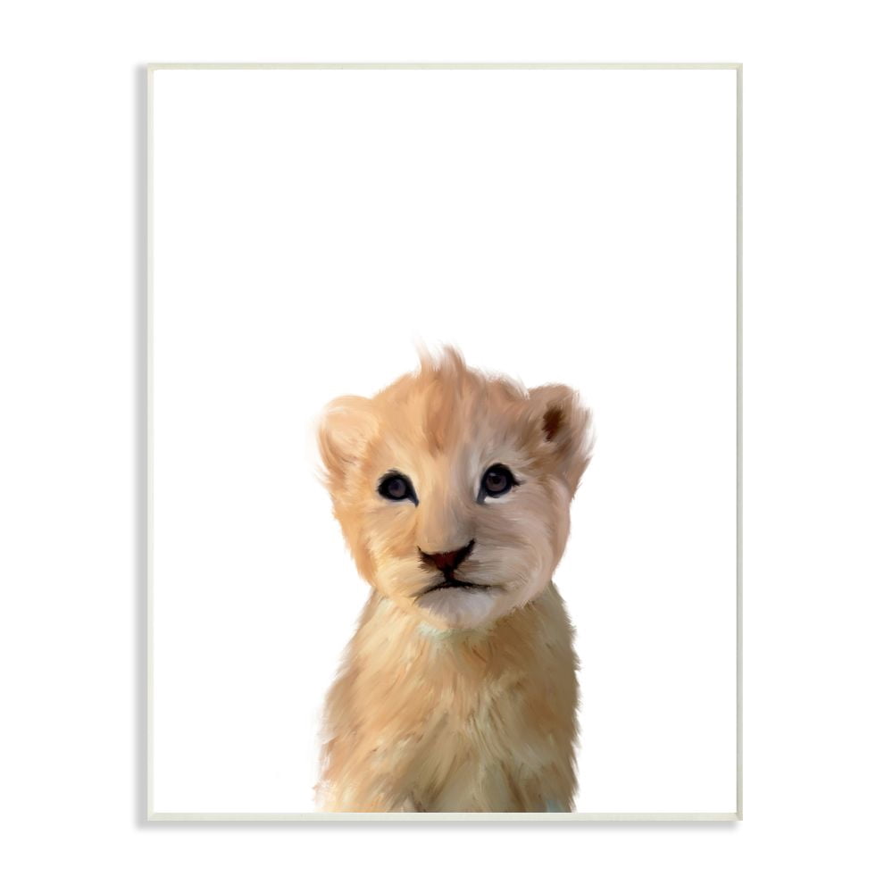 The Kids Room by Stupell Cute Baby Lion Animal Kids Painting Wall Plaque Art by Leah Straatsma