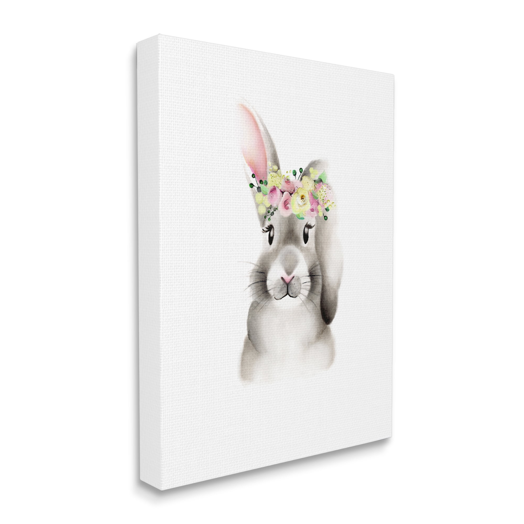 The Kids Room by Stupell Cute Cartoon Baby Bunny Rabbit Flower Crown Forest Animal Painting Canvas Wall Art by Studio Q by Studio Q