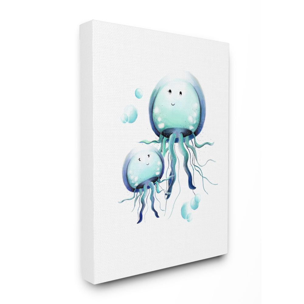 The Kids Room by Stupell Cute Cartoon Baby Jellyfish Family Ocean Animal Painting Super Canvas Wall Art by Studio Q by Studio Q