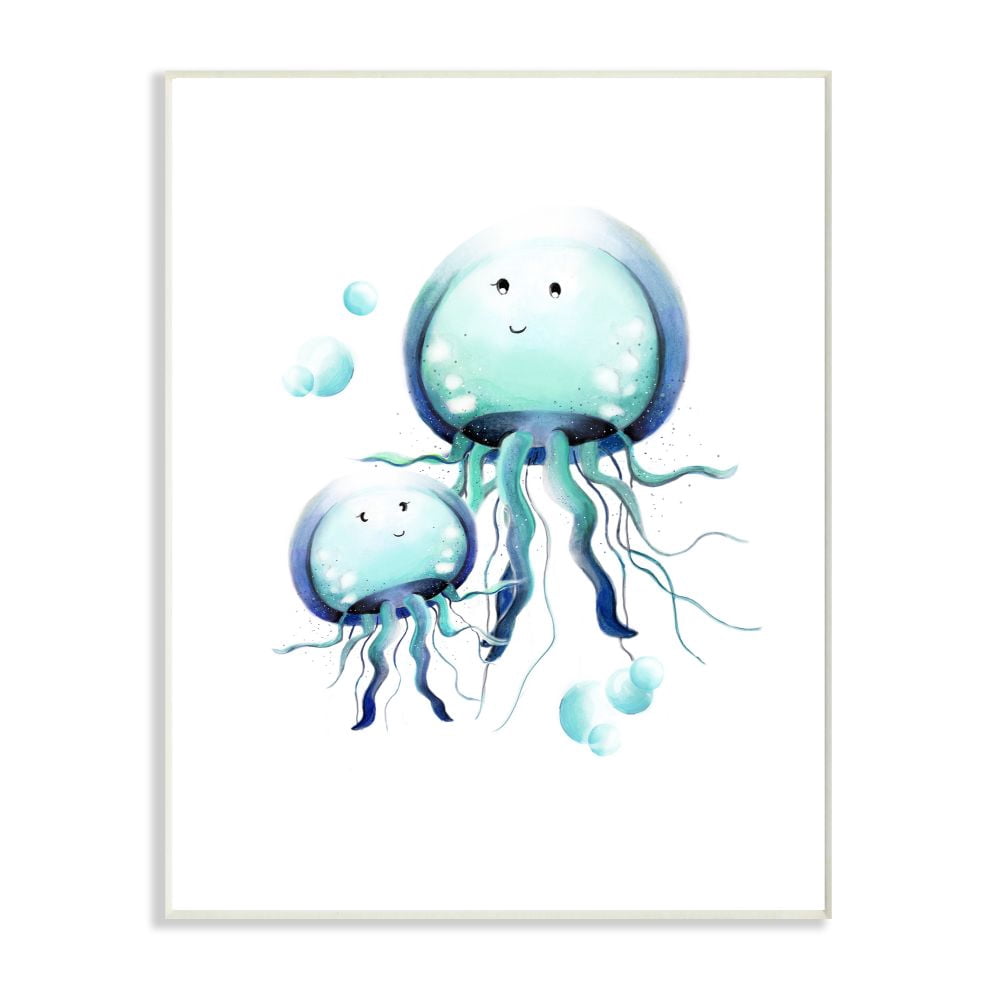 The Kids Room by Stupell Cute Cartoon Baby Jellyfish Family Ocean Animal Painting Wall Plaque Art by Studio Q by Studio Q