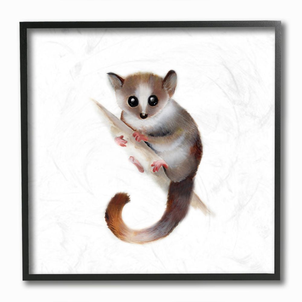 The Kids Room by Stupell Cute Cartoon Baby Lemur Zoo Animal Painting Framed Giclee Texturized Art by Studio Q by Studio Q