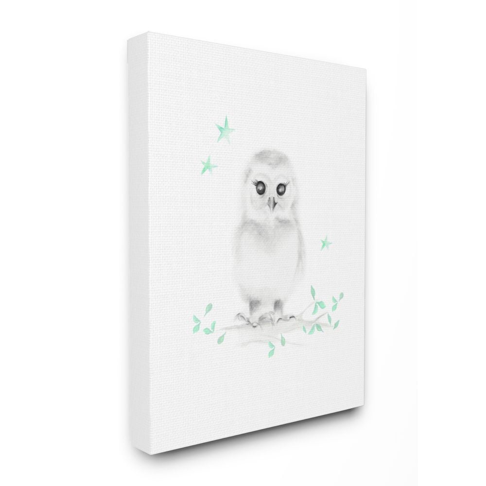 The Kids Room by Stupell Cute Cartoon Baby Owl Bird Forest Animal Painting Canvas Wall Art by Studio Q by Studio Q