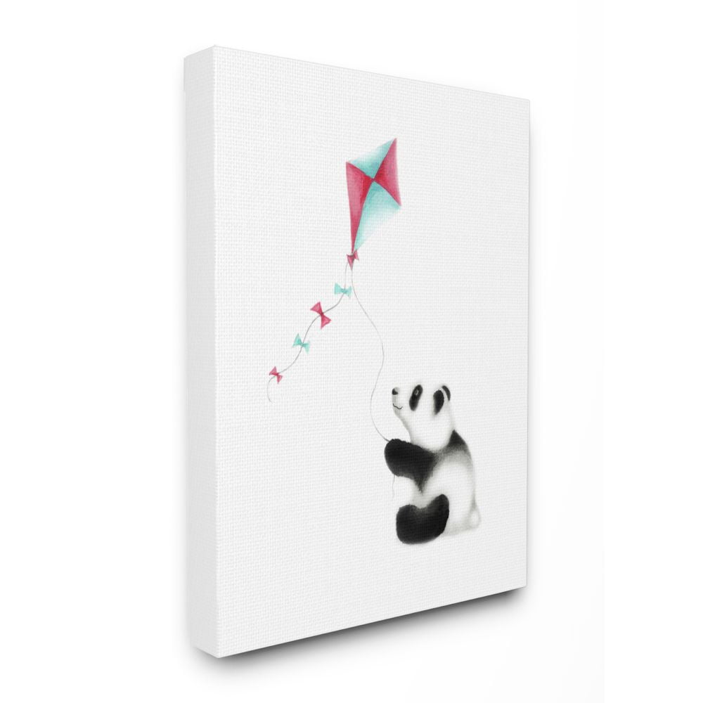 The Kids Room by Stupell Cute Cartoon Baby Panda With Kite Zoo Animal Painting Canvas Wall Art by Studio Q by Studio Q