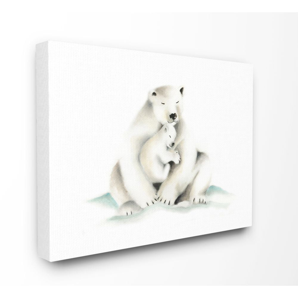 The Kids Room by Stupell Cute Cartoon Baby Polar Bear Family Zoo Animal Painting Canvas Wall Art by Studio Q by Studio Q