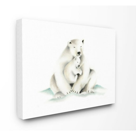 The Kids Room by Stupell Cute Cartoon Baby Polar Bear Family Zoo Animal Painting Canvas Wall Art by Studio Q by Studio Q