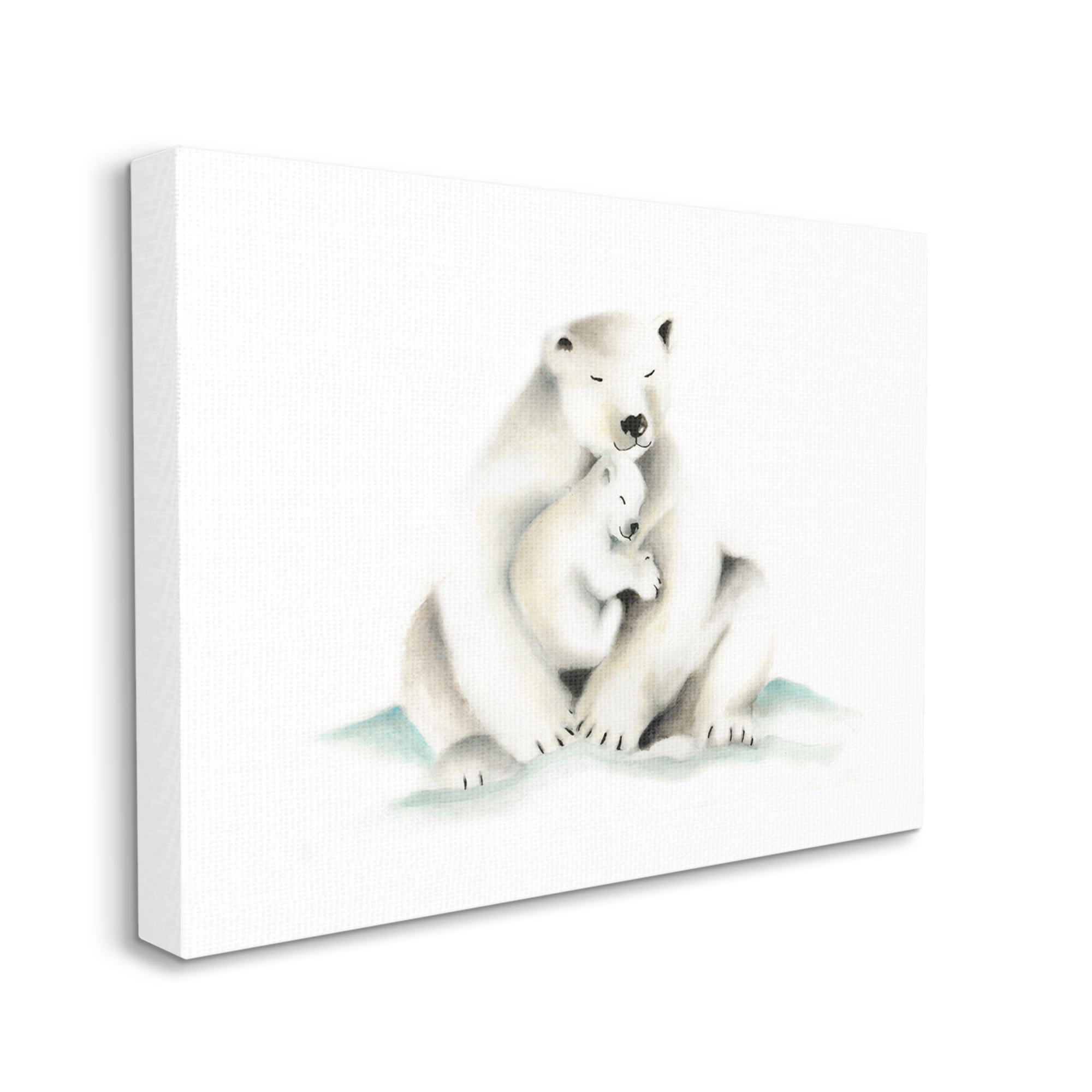 The Kids Room by Stupell Cute Cartoon Baby Polar Bear Family Zoo Animal Painting Canvas Wall Art by Studio Q by Studio Q