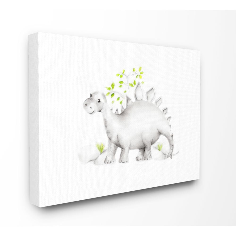 The Kids Room by Stupell Cute Cartoon Dinosaur Prehistoric Dino Animal Painting Super Canvas Wall Art by Studio Q by Studio Q
