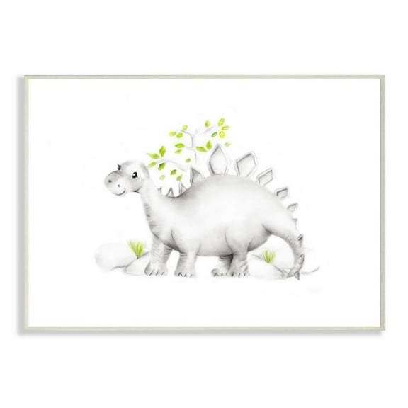 The Kids Room by Stupell Cute Cartoon Dinosaur Prehistoric Dino Animal Painting Wall Plaque Art by Studio Q by Studio Q