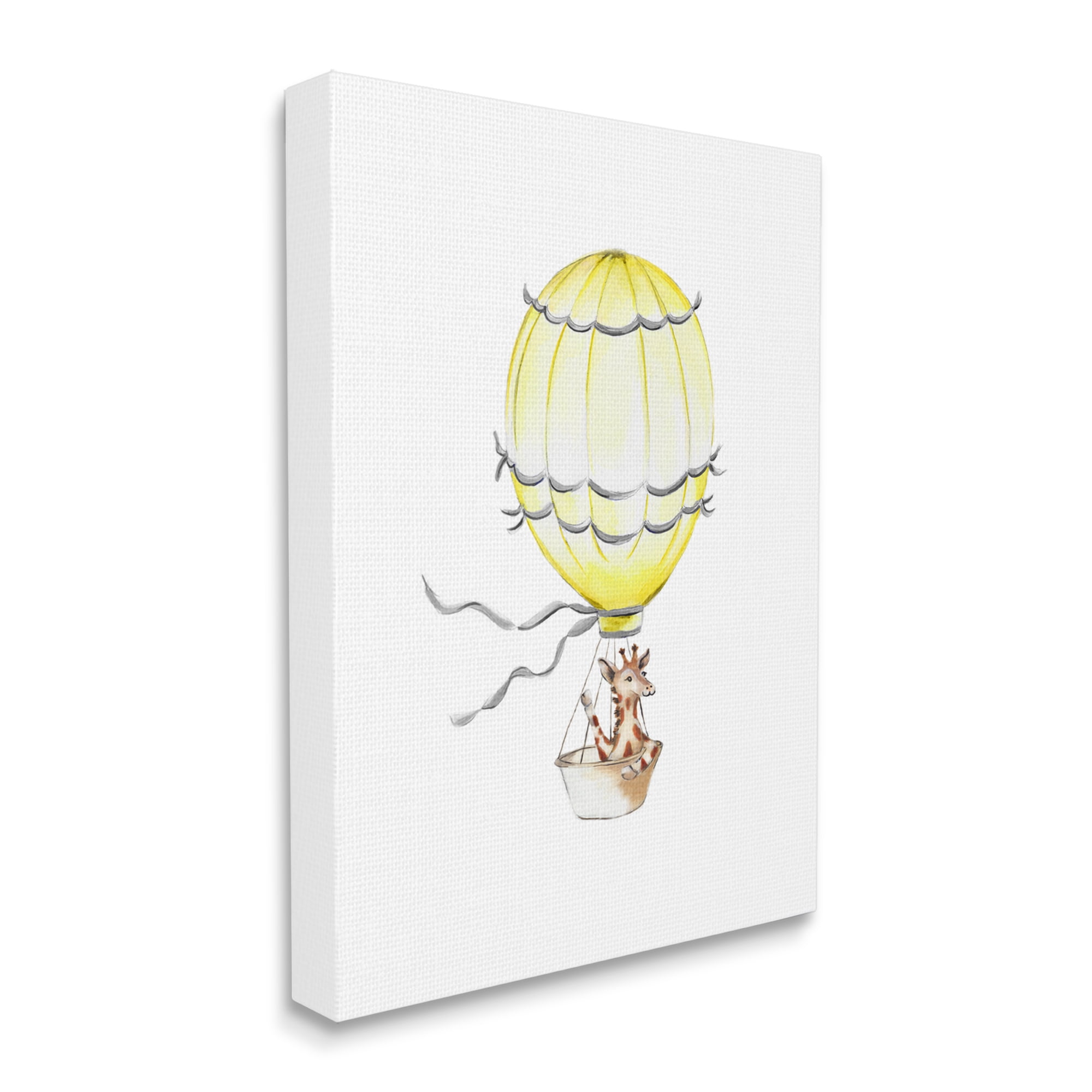 The Kids Room by Stupell Cute Cartoon Giraffe In Hot Air Balloon Zoo Animal Painting Canvas Wall Art by Studio Q by Studio Q