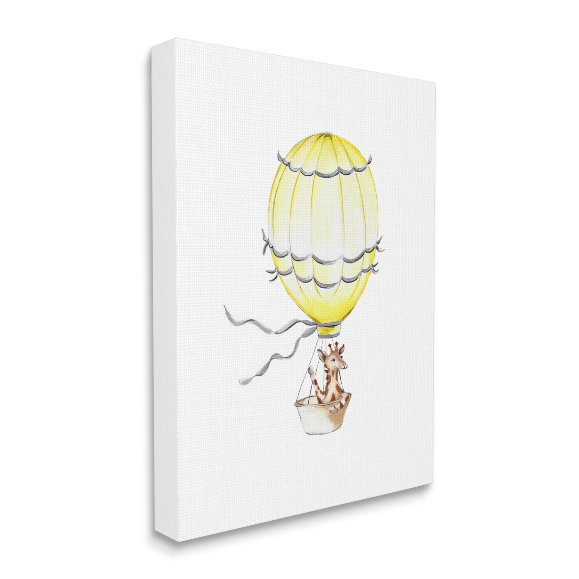 The Kids Room by Stupell Cute Cartoon Giraffe In Hot Air Balloon Zoo Animal Painting Super Canvas Wall Art by Studio Q by Studio Q