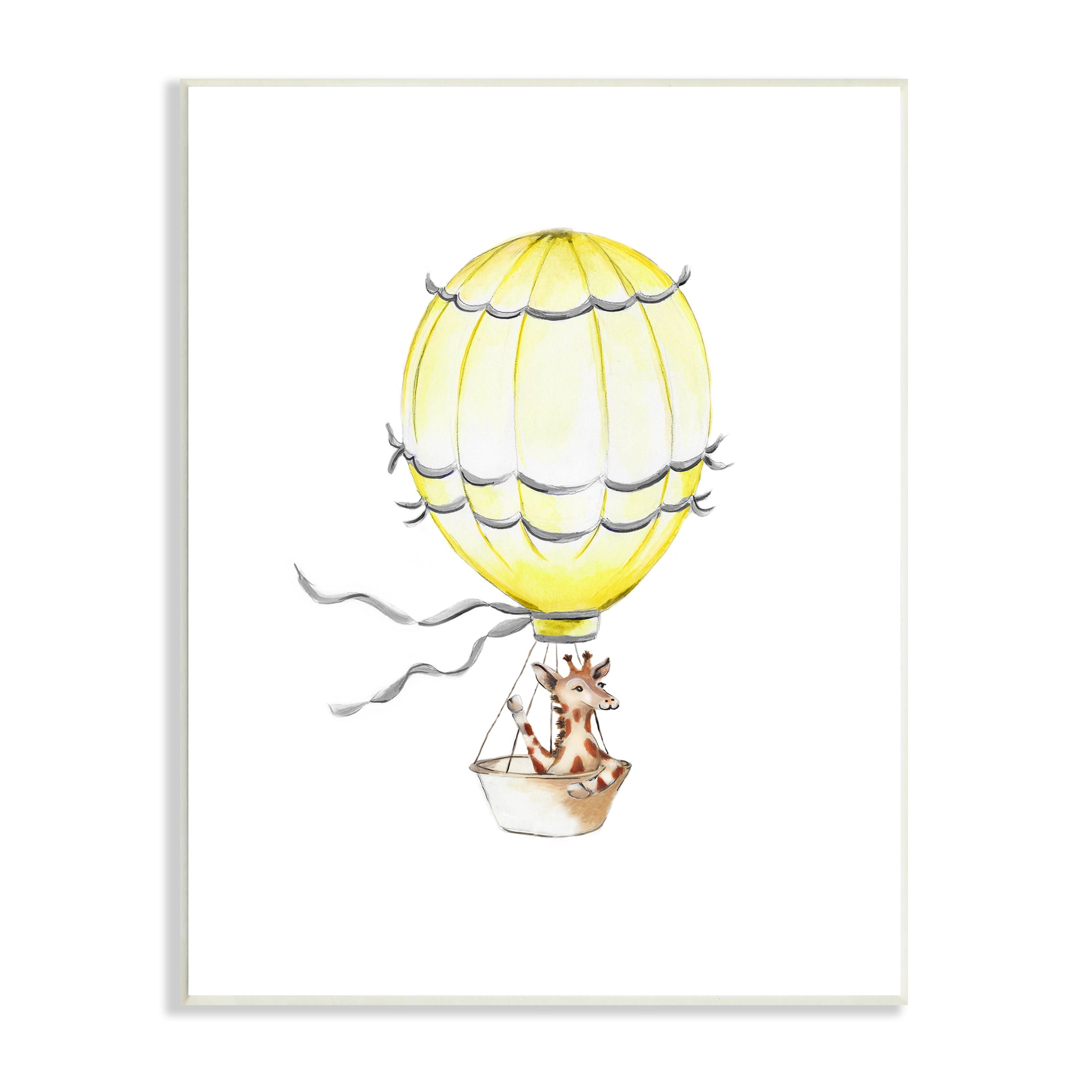 The Kids Room by Stupell Cute Cartoon Giraffe In Hot Air Balloon Zoo Animal Painting Wall Plaque Art by Studio Q by Studio Q