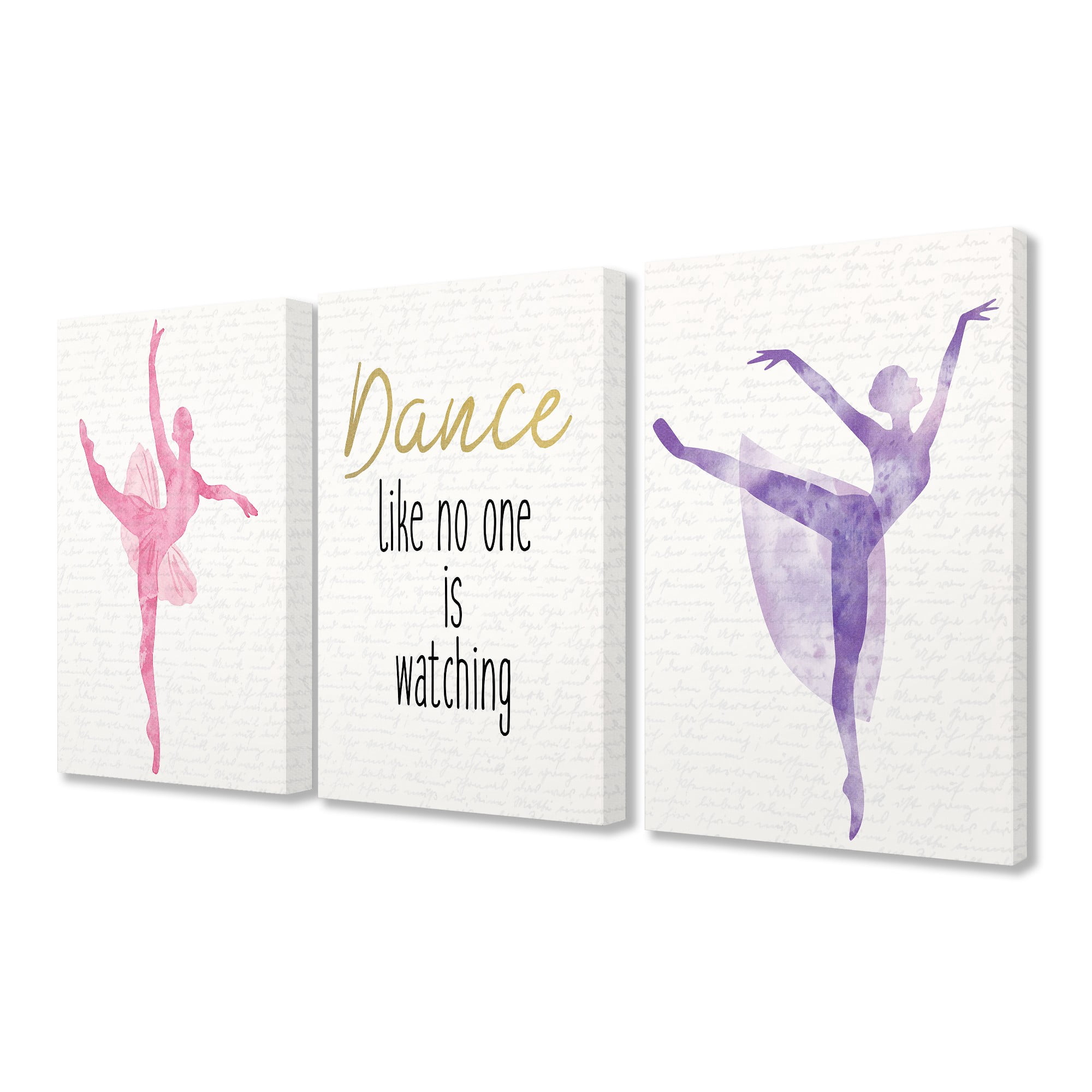 The Kids Room by Stupell Dance Like No One Is Watching Ballerinas 3pc Stretched Canvas Art Set, 3pc, each 16 x 1.5 x 20