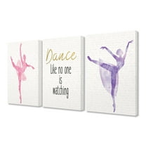 The Kids Room by Stupell Dance Like No One Is Watching Ballerinas 3pc Stretched Canvas Art Set, 3pc, each 16 x 1.5 x 20