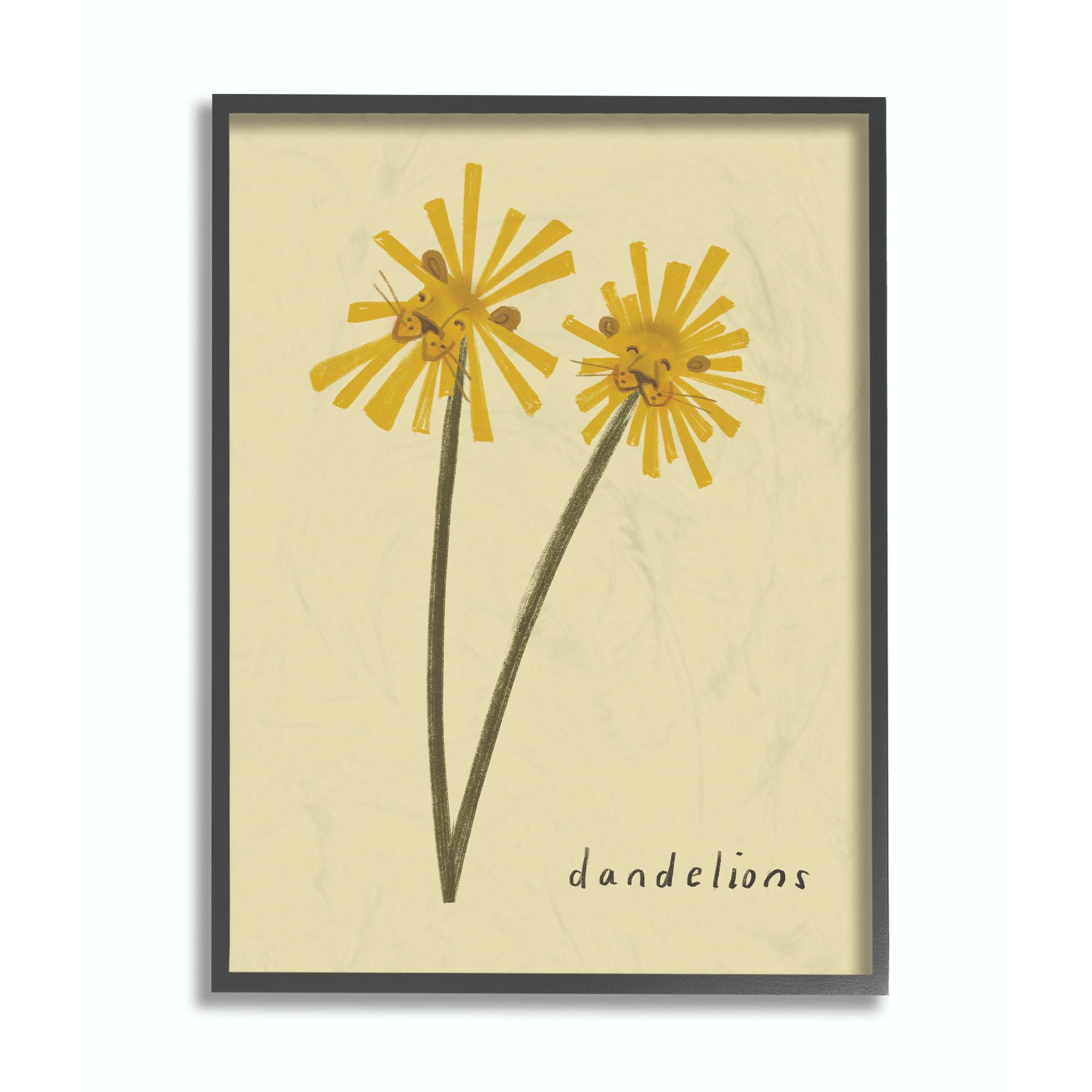 The Kids Room by Stupell Dandelions Flower Cute Lion Animal Kids Nursery Drawing Framed Wall Art by Daphne Polselli
