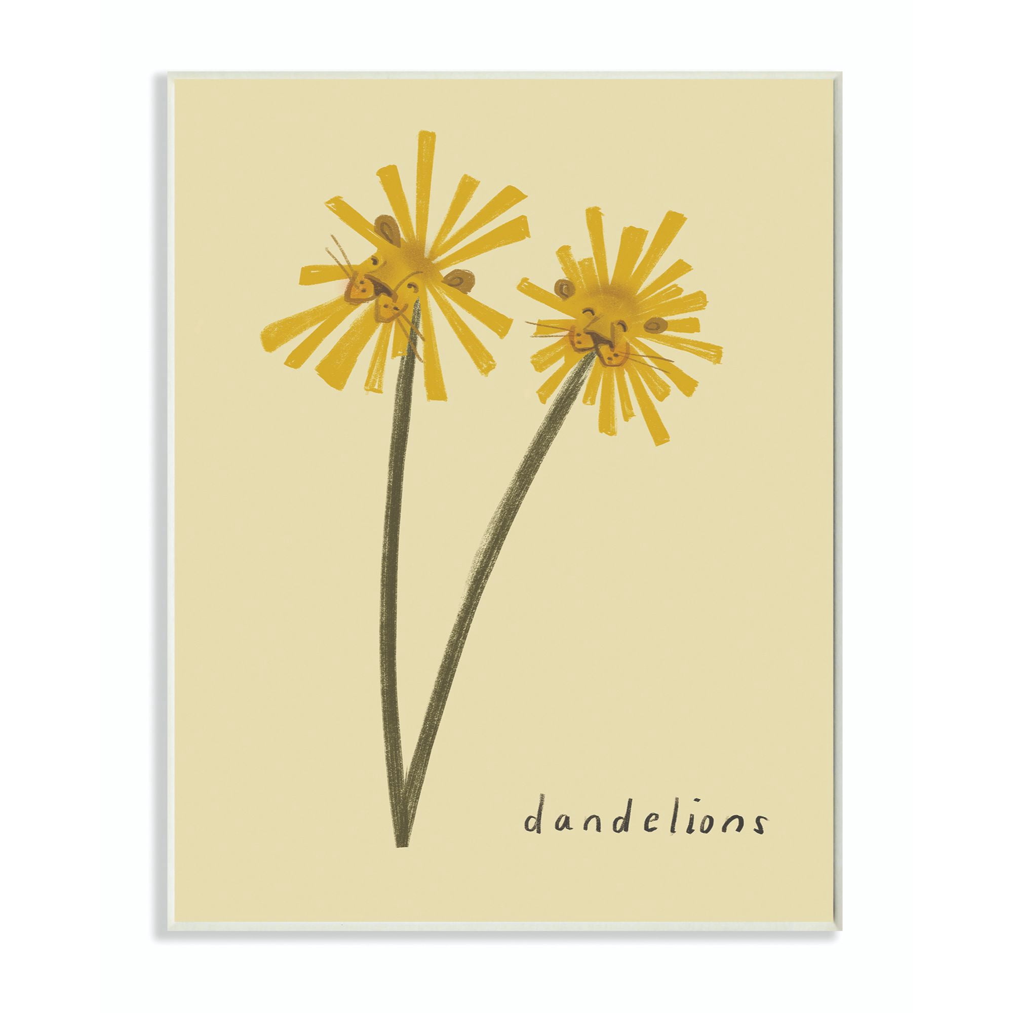 The Kids Room by Stupell Dandelions Flower Cute Lion Animal Kids Nursery Drawing Wall Plaque by Daphne Polselli