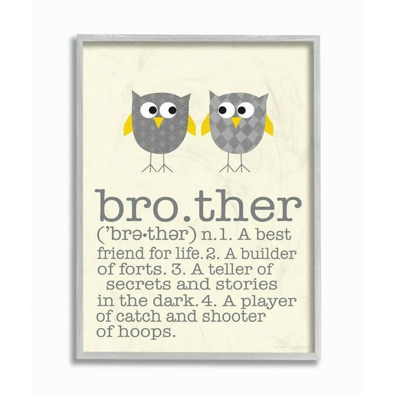 The Kids Room by Stupell Definition Of Brother With Two Grey Owls Framed Wall Art by Ellen Crimi-Trent