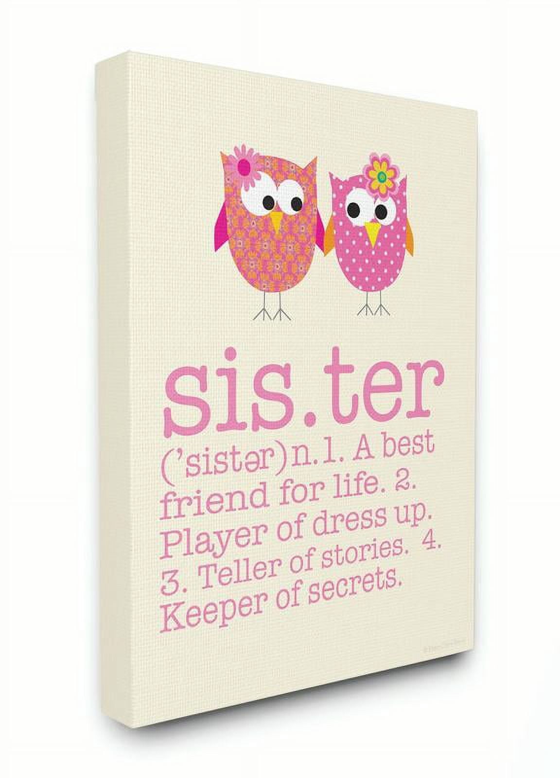 The Kids Room by Stupell Definition Of Sister With Pink Owls Canvas Wall Art by Ellen Crimi-Trent