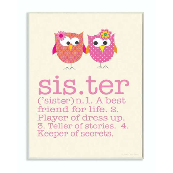 The Kids Room by Stupell Definition Of Sister With Pink Owls Wall Plaqueby Ellen Crimi-Trent