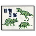 thumbnail image 1 of The Kids Room by Stupell Dino Crossing Blue Green Dinosaur Kids Word Design Framed Wall Art by Daphne Polselli, 1 of 5