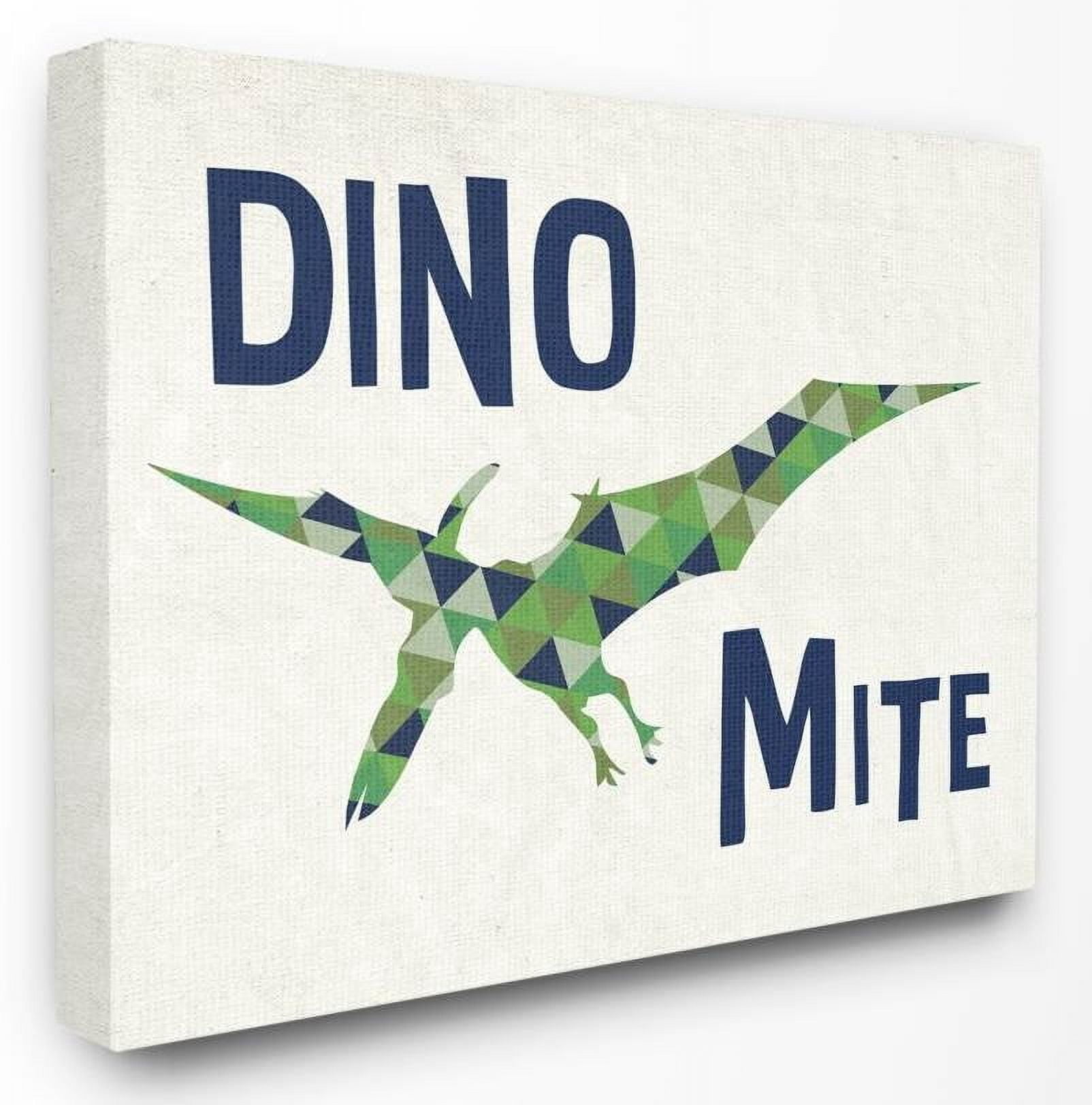The Kids Room by Stupell Dino Mite Blue Green Dinosaur Kids Word Design Canvas Wall Art by Daphne Polselli