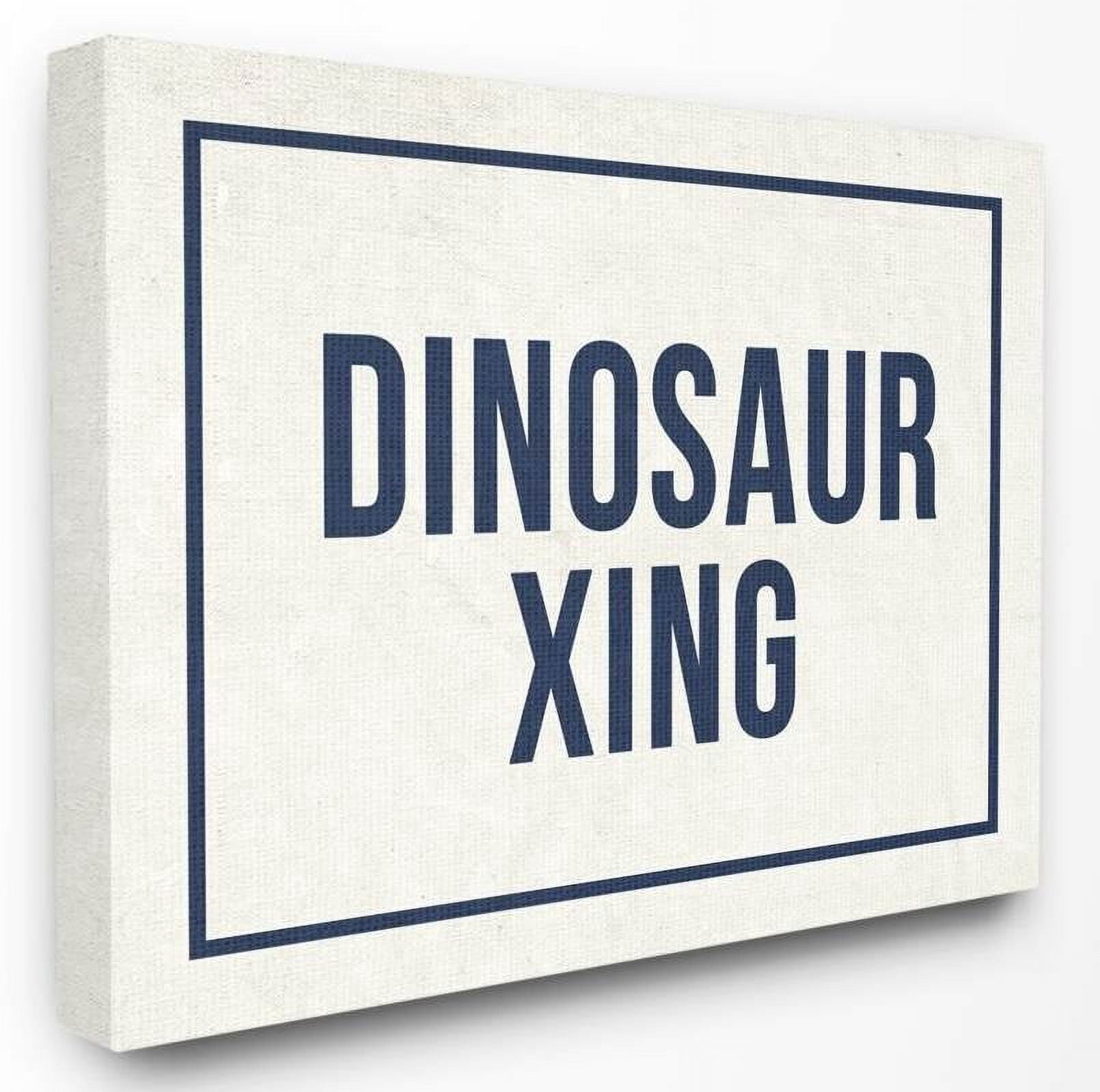 The Kids Room by Stupell Dinosaur Crossing Blue Kids Word Design Canvas Wall Art by Daphne Polselli