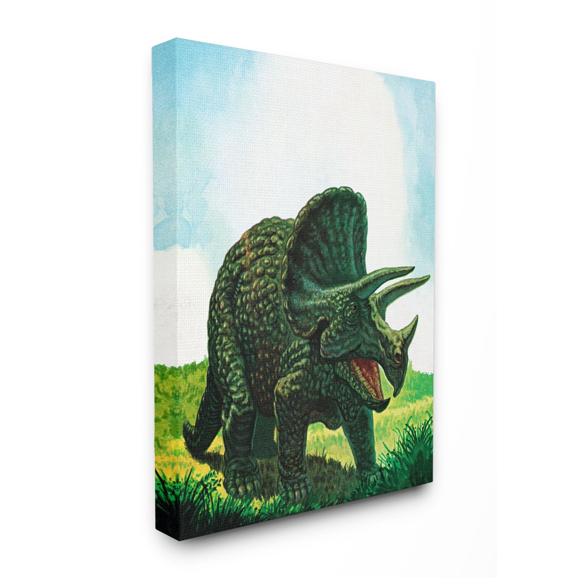 The Kids Room by Stupell Dinosaur Field Blue Green Kids Nursery Painting Canvas Wall Art by The Saturday Evening Post