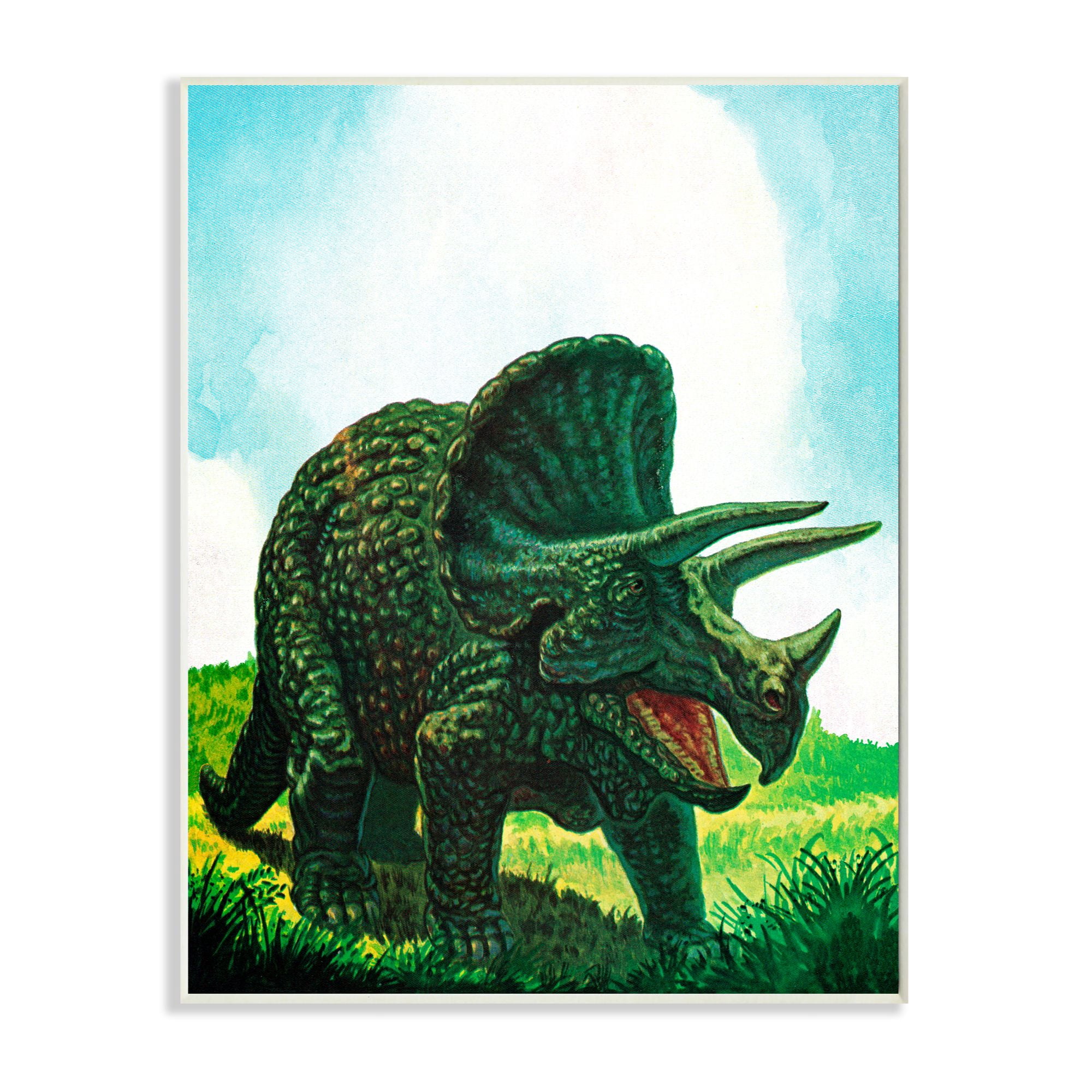 The Kids Room by Stupell Dinosaur Field Blue Green Kids Nursery Painting Wall Plaque by The Saturday Evening Post