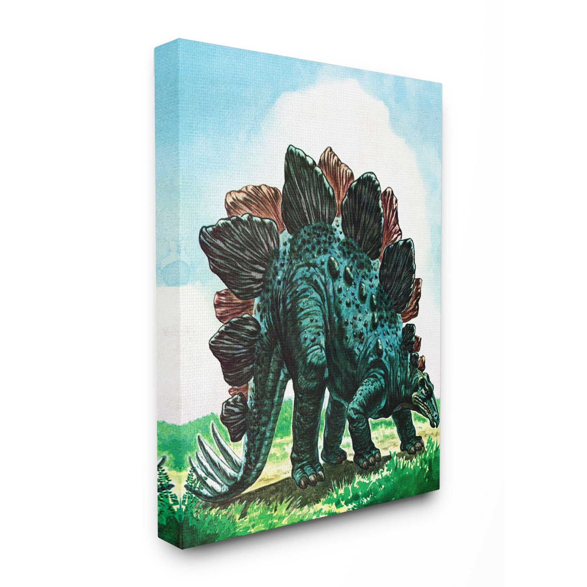 The Kids Room by Stupell Dinosaur Field Green Blue Kids Nursery Painting Canvas Wall Art by The Saturday Evening Post