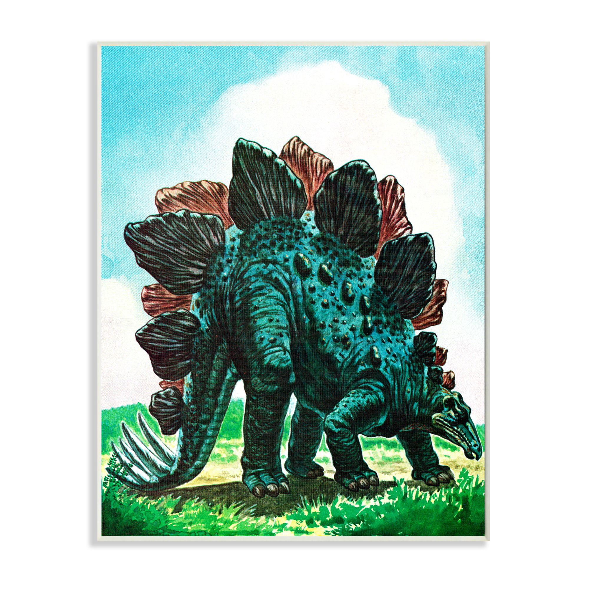 The Kids Room by Stupell Dinosaur Field Green Blue Kids Nursery Painting Wall Plaque by The Saturday Evening Post