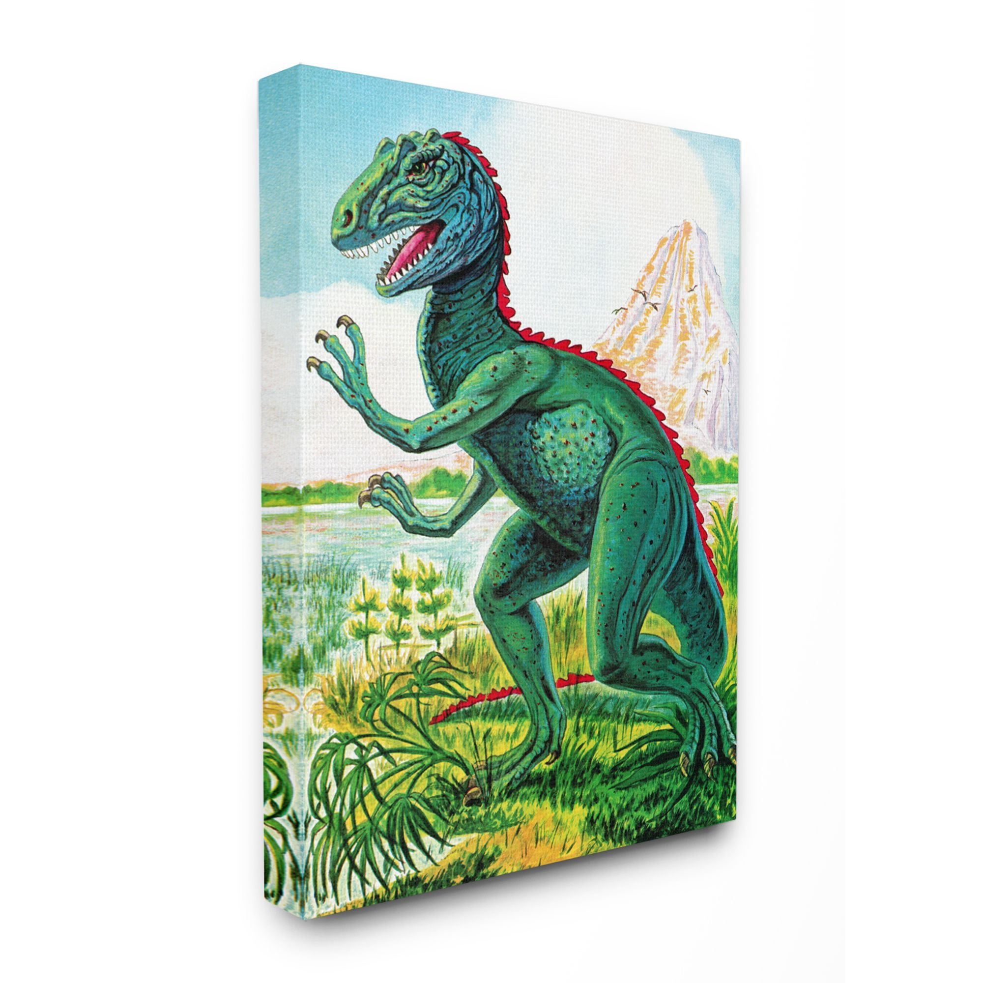The Kids Room by Stupell Dinosaur Field Red Green Kids Nursery Painting Canvas Wall Art by The Saturday Evening Post