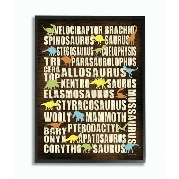The Kids Room by Stupell Dinosaurs Typography Chart Framed Wall Art by Stephanie Workman Marrott