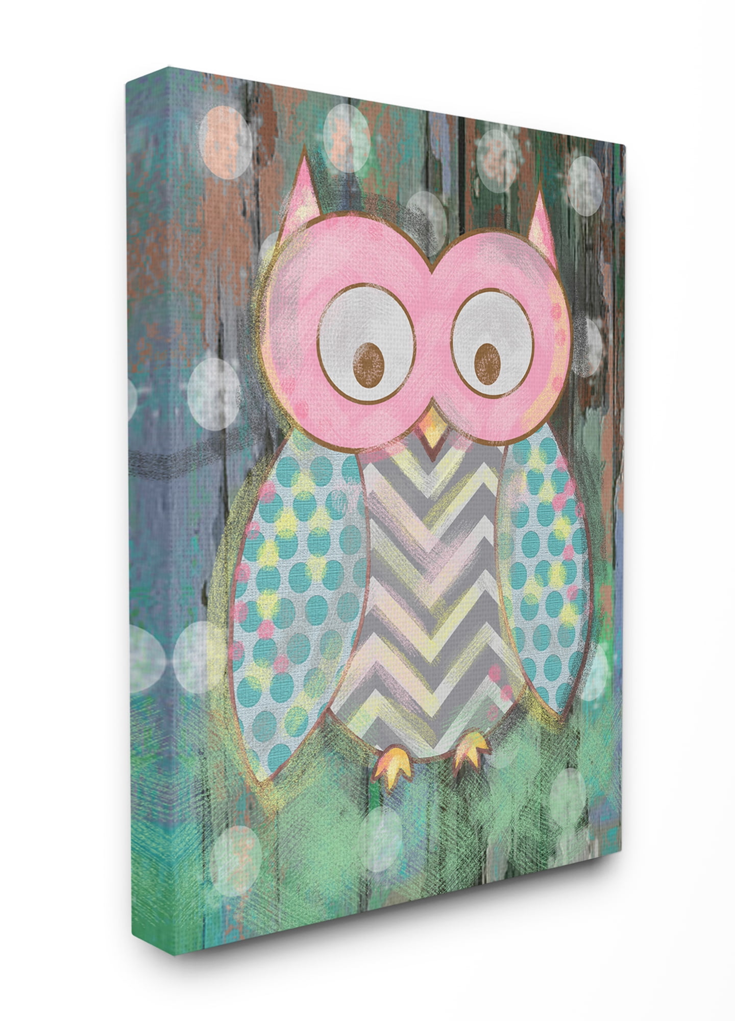 The Kids Room by Stupell Distressed Woodland Owl Canvas Wall Art by Reesa Qualia