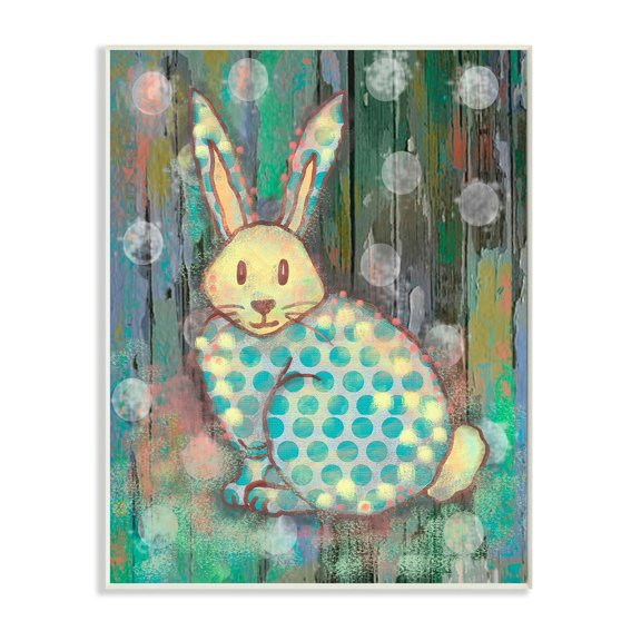 The Kids Room by Stupell Distressed Woodland Rabbit Wall Plaqueby Reesa Qualia