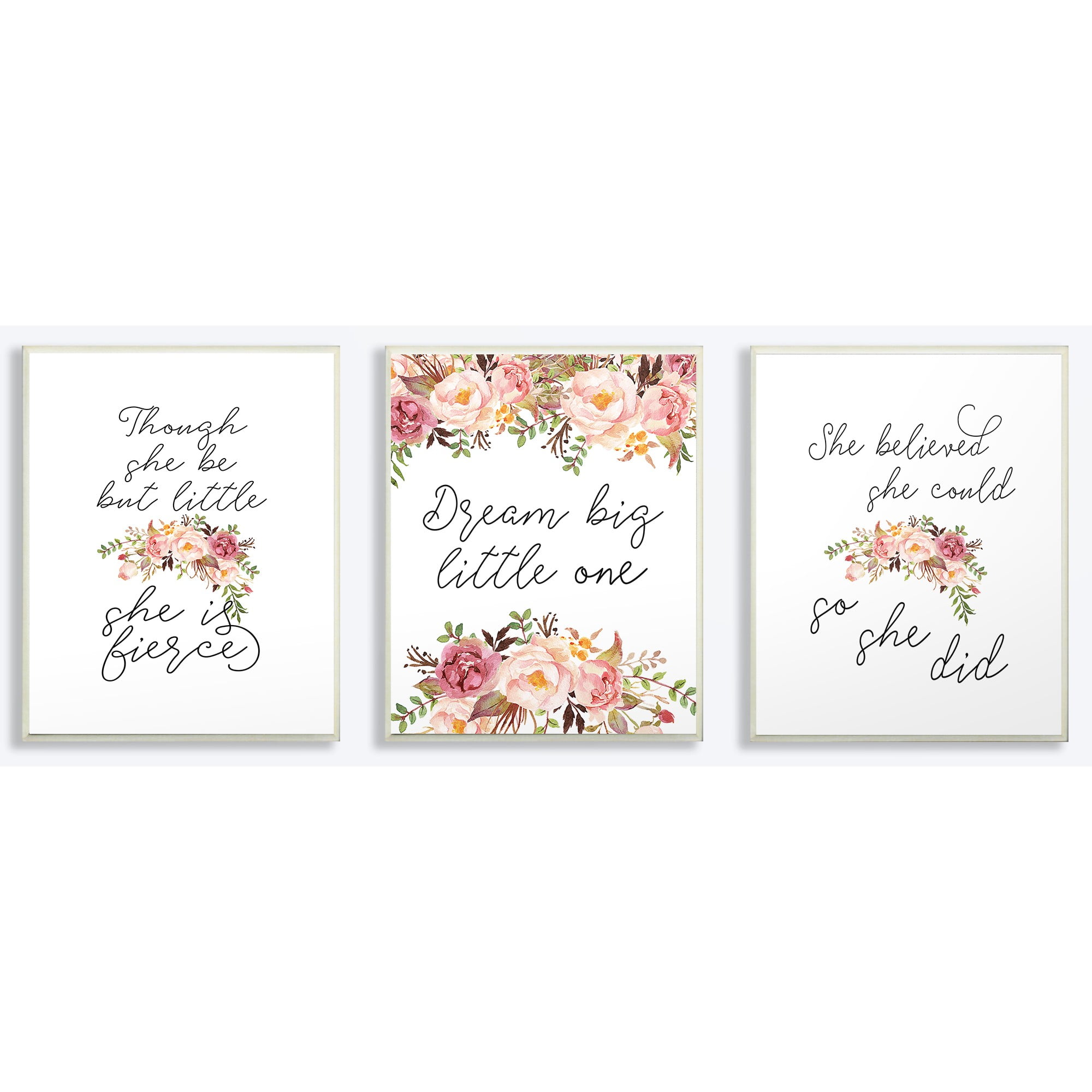 The Kids Room by Stupell Dream Big Fierce Believe 3pc Wall Plaque Art Set, 3pc, each 10 x 0.5 x 15