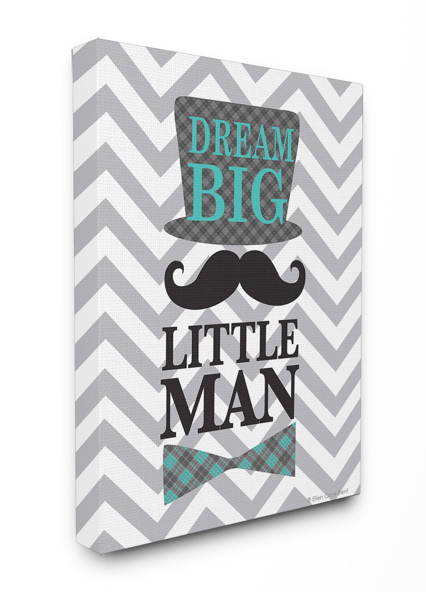 The Kids Room by Stupell Dream Big, Little Man On Grey Chevron XXL Stretched Canvas Wall Art, 30 x 1.5 x 40