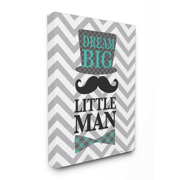 The Kids Room by Stupell Dream Big, Little Man On Grey Chevron XXL Stretched Canvas Wall Art, 30 x 1.5 x 40