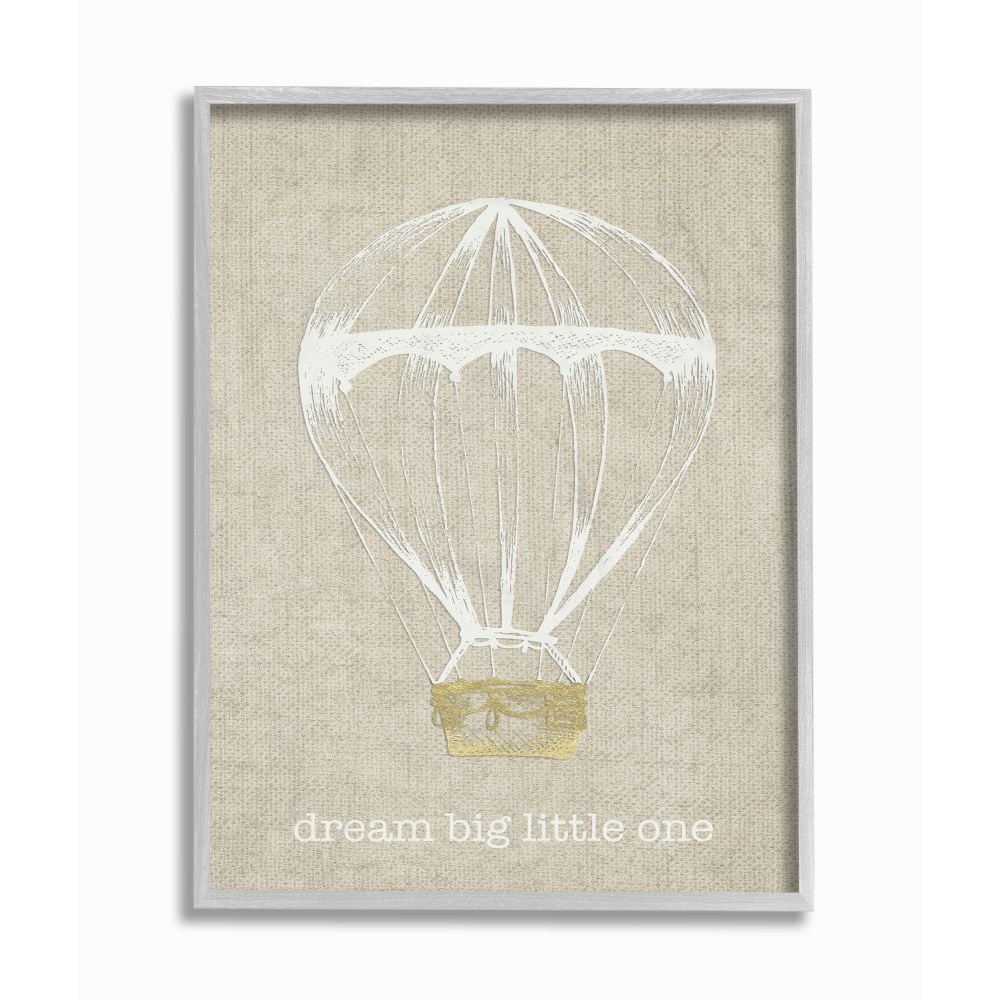 The Kids Room by Stupell Dream Big Little One Hot Air Balloon Framed Wall Art by Daphne Poselli