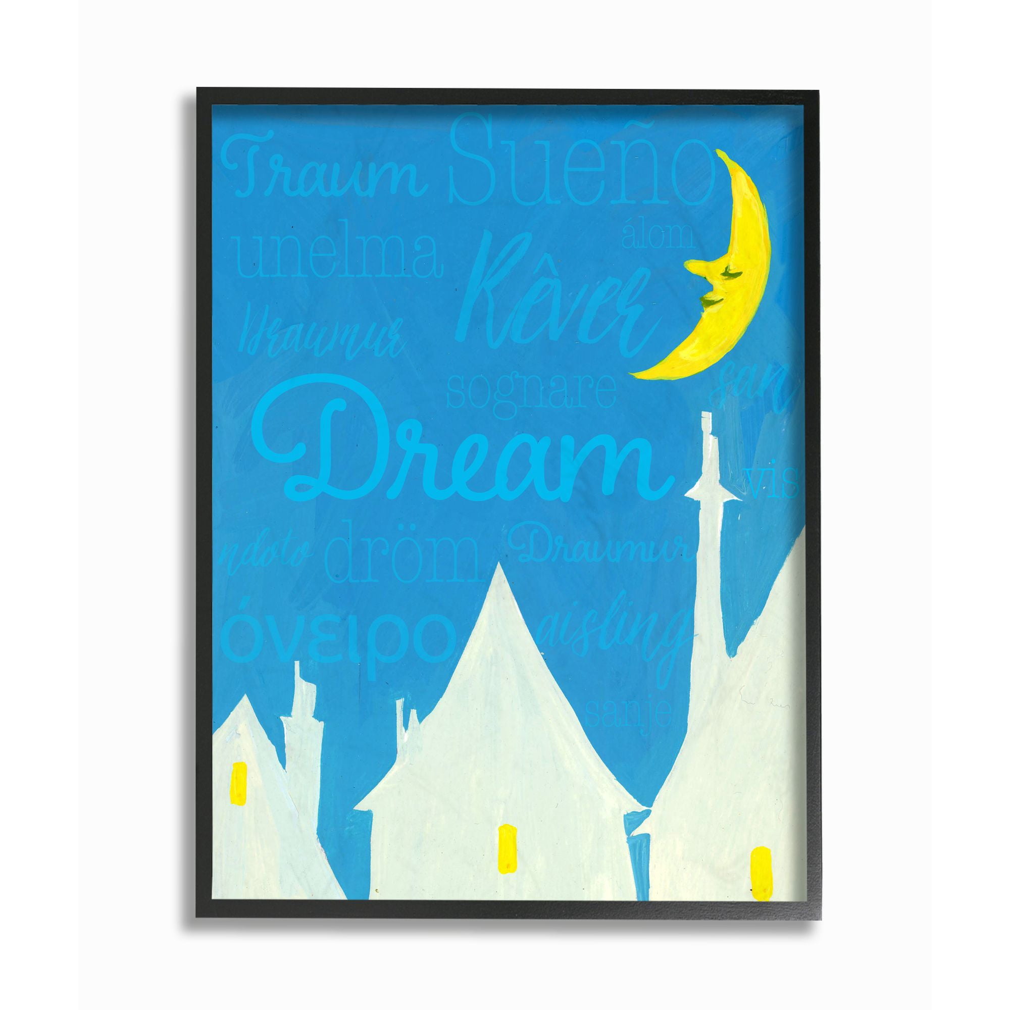 The Kids Room by Stupell Dream Home Moon Blue Kids Nursery Painting Framed Wall Art by The Saturday Evening Post