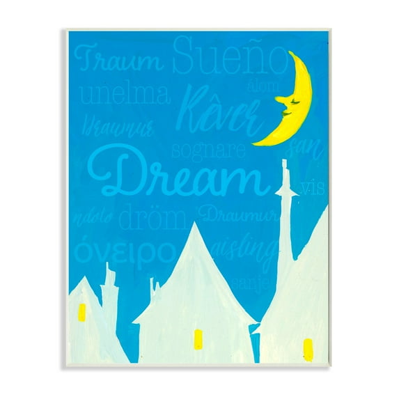 The Kids Room by Stupell Dream Home Moon Blue Kids Nursery Painting Wall Plaque by The Saturday Evening Post
