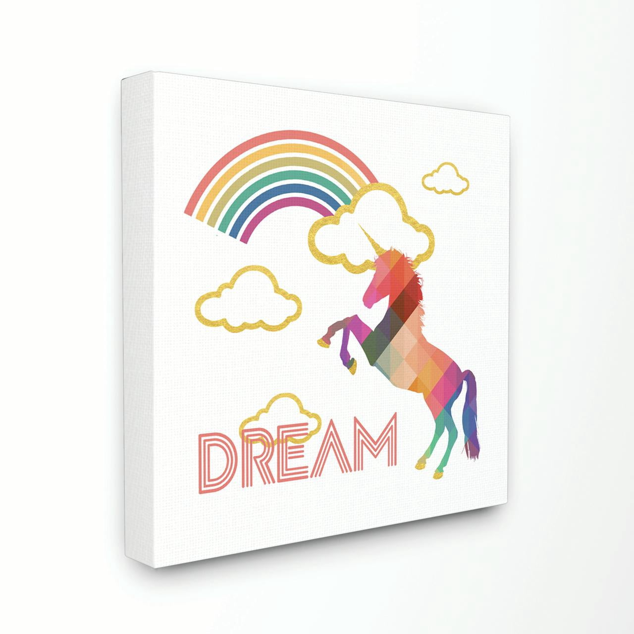 The Kids Room by Stupell Dream Rainbow Golden Unicorn Canvas Wall Art by Daphne Polselli