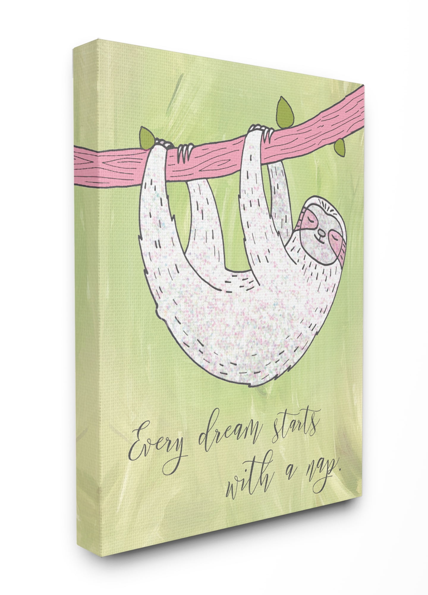 The Kids Room by Stupell Every Dream Starts With a Nap Lazy Whimsical Sloth Canvas Wall Art by Daphne Polselli