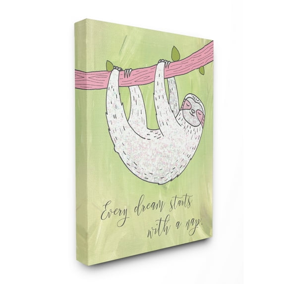 The Kids Room by Stupell Every Dream Starts With a Nap Lazy Whimsical Sloth Canvas Wall Art by Daphne Polselli