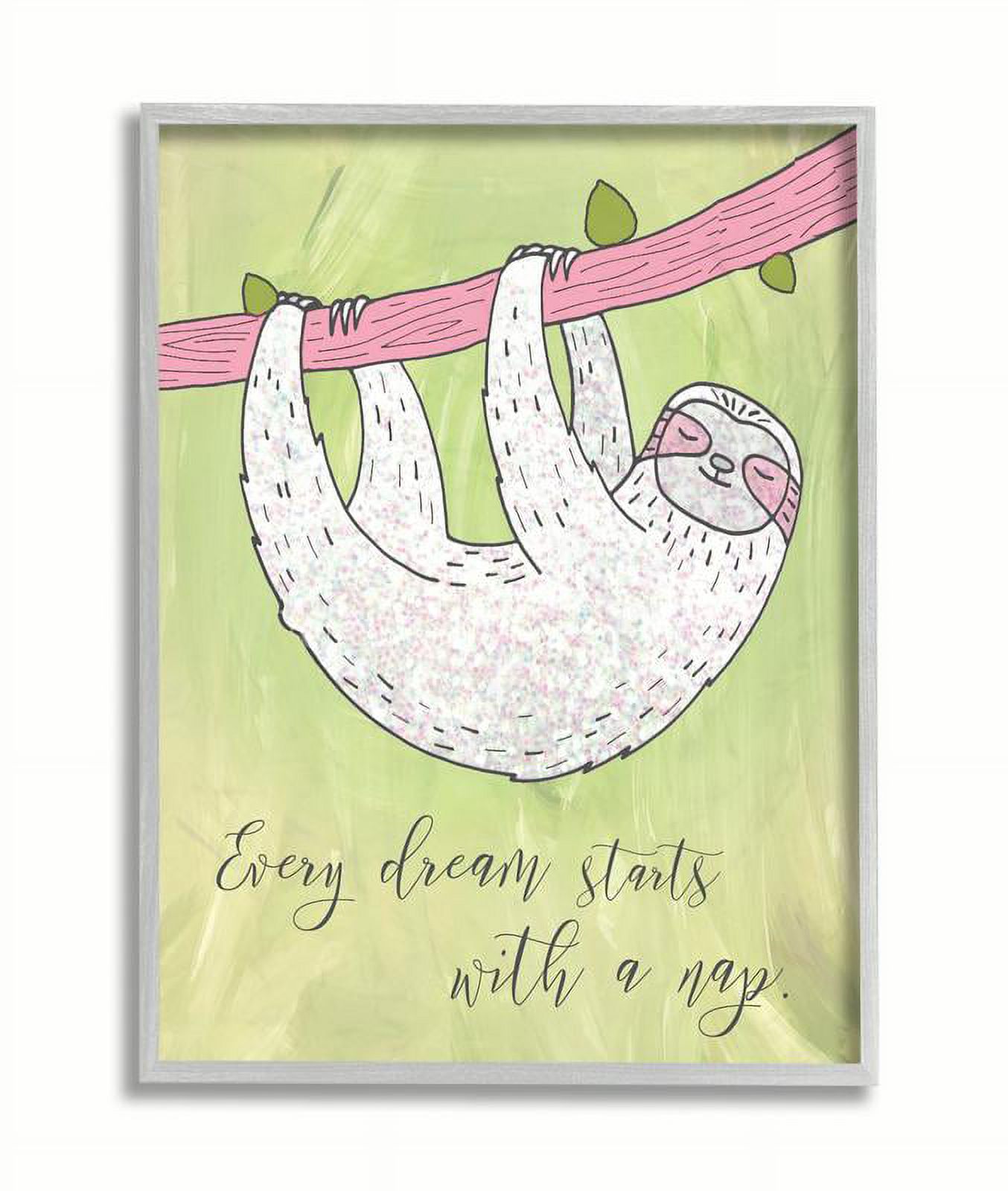 The Kids Room by Stupell Every Dream Starts With a Nap Lazy Whimsical Sloth Framed Wall Art by Daphne Polselli